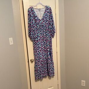 Tommy Bahama Blue and Pink Long Sleeve Dress
